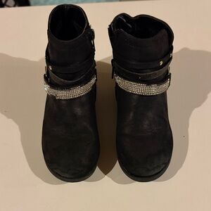 Black Kids Boots with Silver Accents